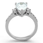 MATK1493 - High polished (no plating) Stainless Steel Ring with AAA Grade CZ  in Clear