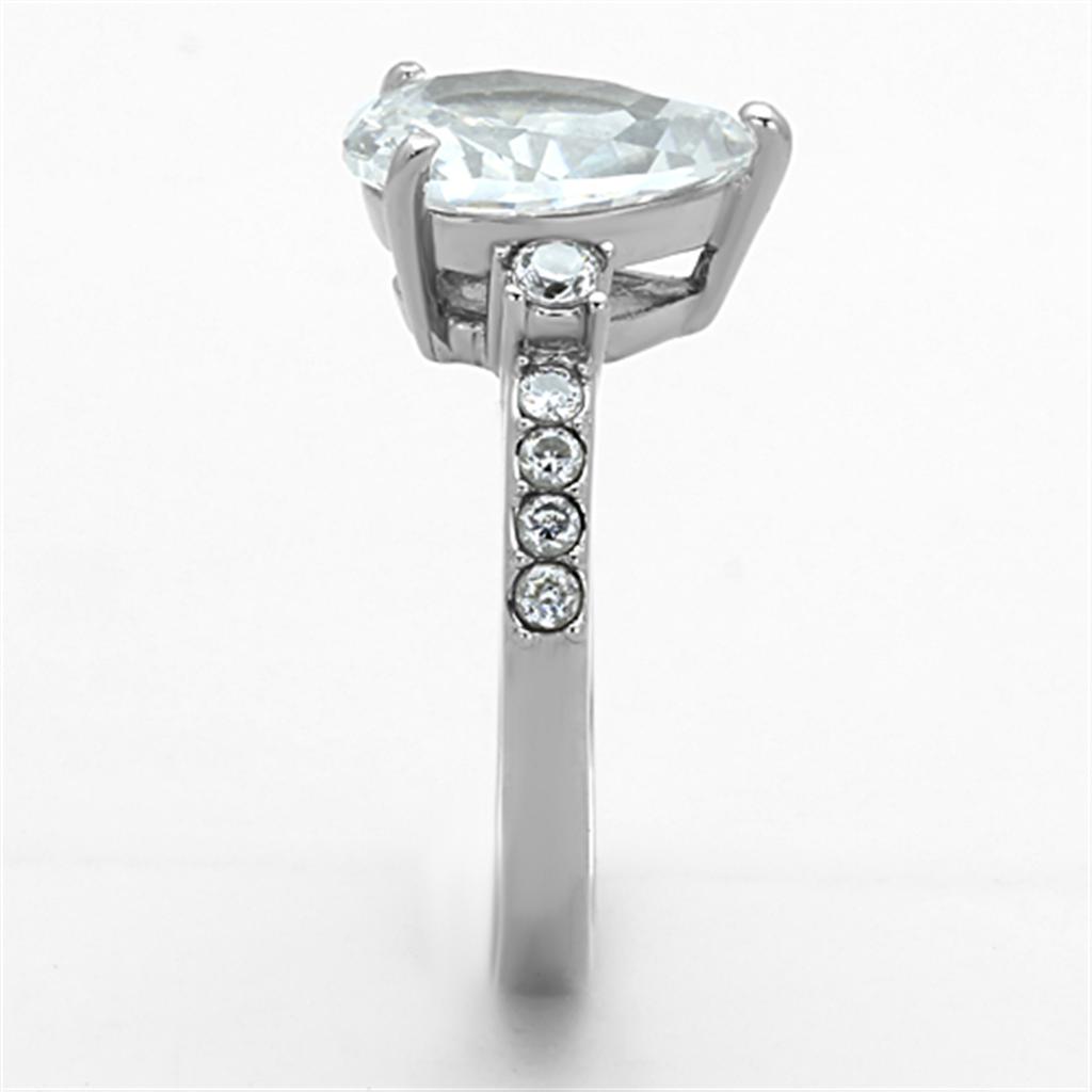 MATK1493 - High polished (no plating) Stainless Steel Ring with AAA Grade CZ  in Clear