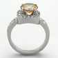 MATK1495 - High polished (no plating) Stainless Steel Ring with AAA Grade CZ  in Champagne