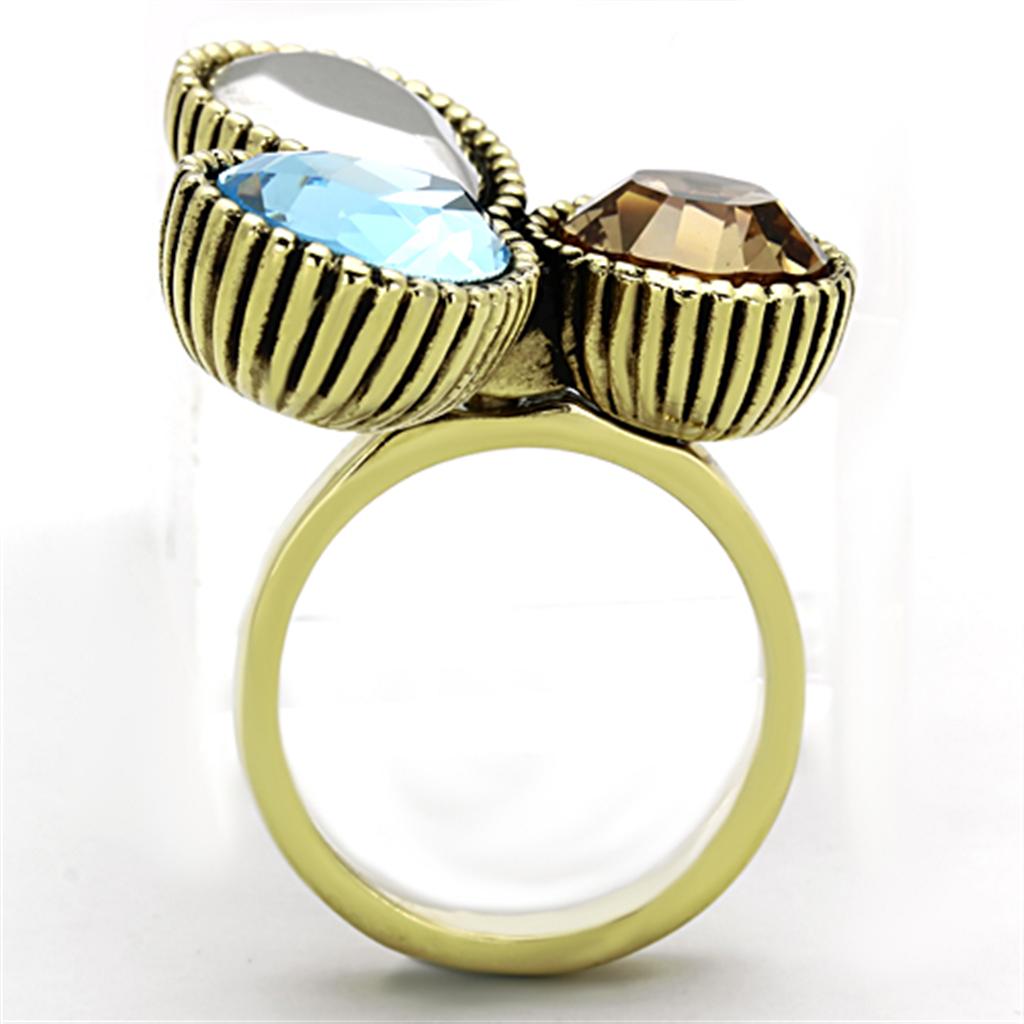 MATK1496 - IP Gold(Ion Plating) Stainless Steel Ring with Top Grade Crystal  in Multi Color