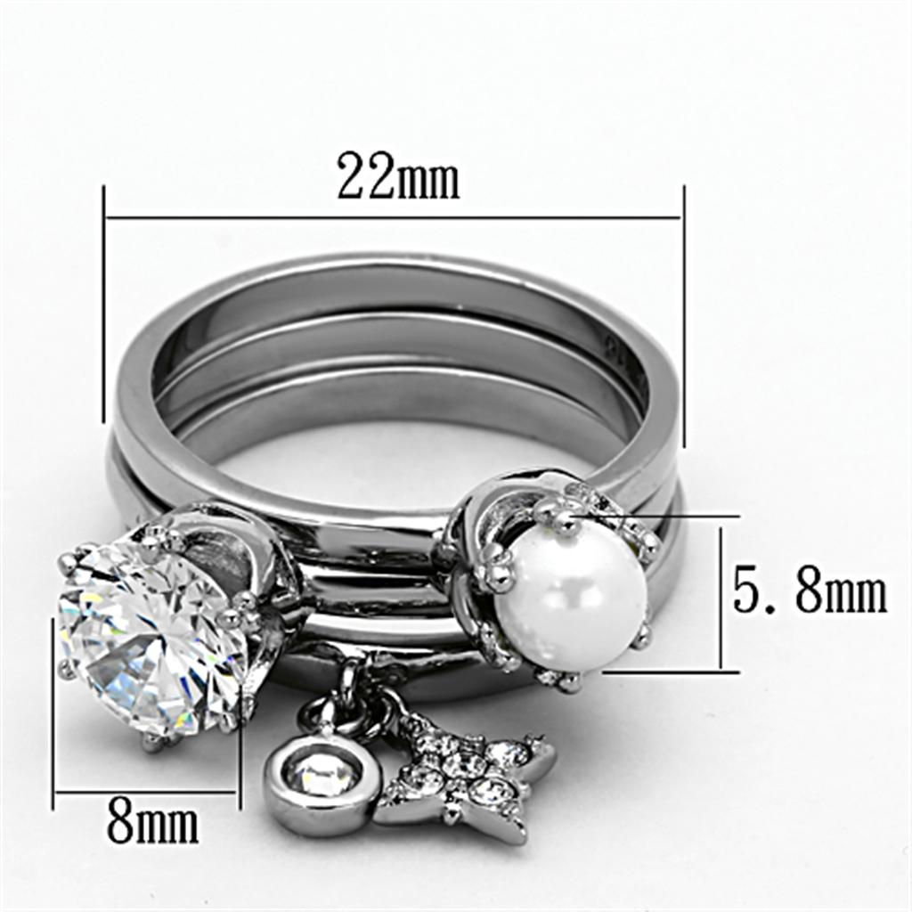 MATK1497 - High polished (no plating) Stainless Steel Ring with AAA Grade CZ  in Clear
