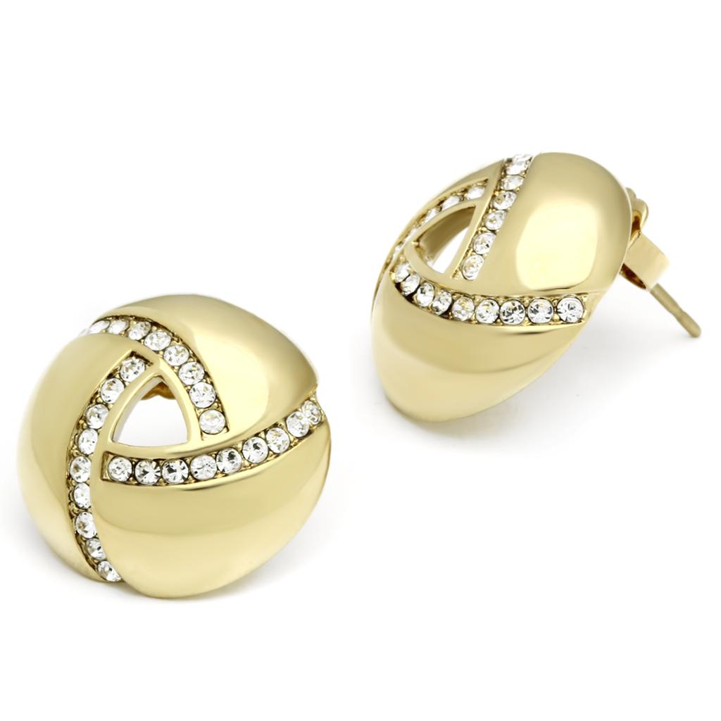 MATK1499 - IP Gold(Ion Plating) Stainless Steel Earrings with Top Grade Crystal  in Clear