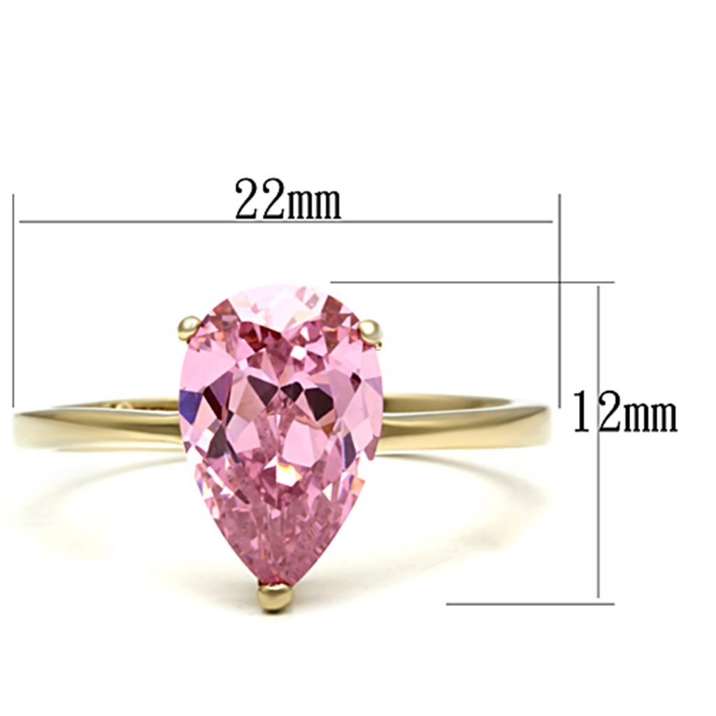 MATK1508 - IP Gold(Ion Plating) Stainless Steel Ring with AAA Grade CZ  in Rose