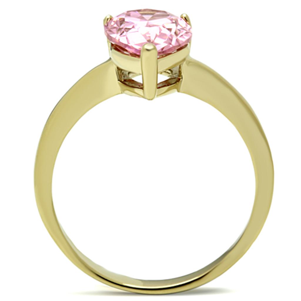 MATK1508 - IP Gold(Ion Plating) Stainless Steel Ring with AAA Grade CZ  in Rose