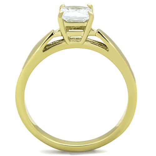MATK1511 - IP Gold(Ion Plating) Stainless Steel Ring with AAA Grade CZ  in Clear