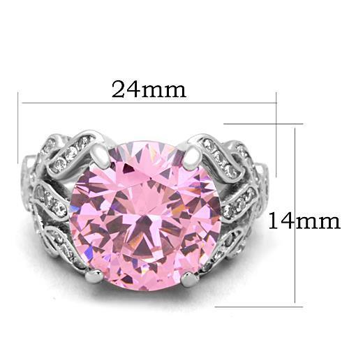 MATK1512 - High polished (no plating) Stainless Steel Ring with AAA Grade CZ  in Rose