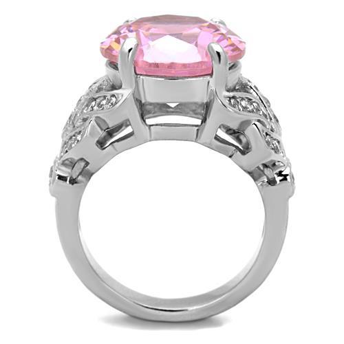 MATK1512 - High polished (no plating) Stainless Steel Ring with AAA Grade CZ  in Rose