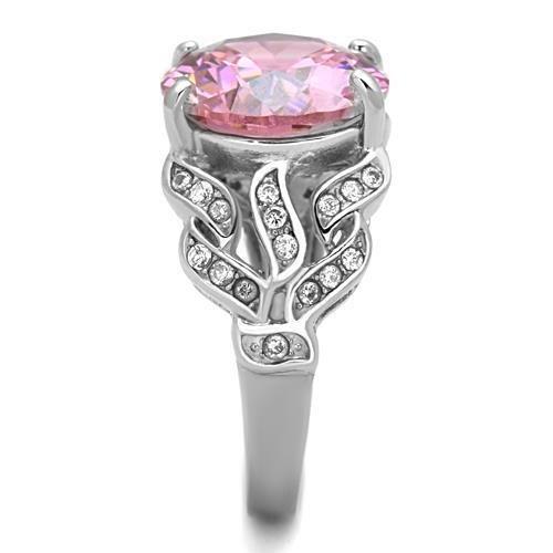 MATK1512 - High polished (no plating) Stainless Steel Ring with AAA Grade CZ  in Rose