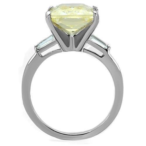 MATK1514 - High polished (no plating) Stainless Steel Ring with AAA Grade CZ  in Citrine Yellow
