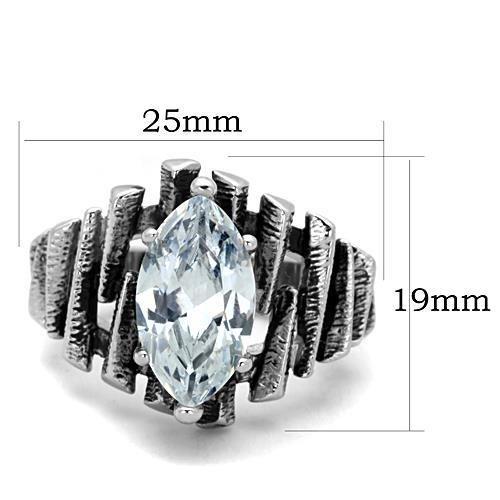 MATK1516 - High polished (no plating) Stainless Steel Ring with AAA Grade CZ  in Clear