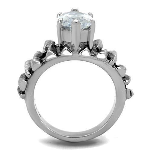 MATK1516 - High polished (no plating) Stainless Steel Ring with AAA Grade CZ  in Clear