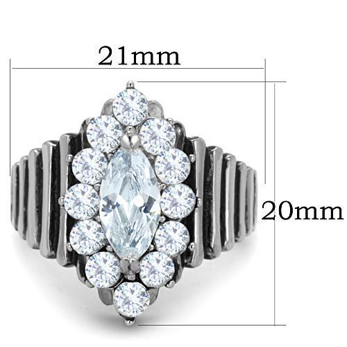MATK1517 - High polished (no plating) Stainless Steel Ring with AAA Grade CZ  in Clear