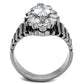 MATK1517 - High polished (no plating) Stainless Steel Ring with AAA Grade CZ  in Clear