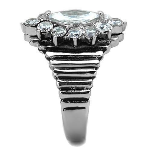 MATK1517 - High polished (no plating) Stainless Steel Ring with AAA Grade CZ  in Clear