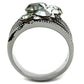 MATK1521 - High polished (no plating) Stainless Steel Ring with Top Grade Crystal  in Black Diamond