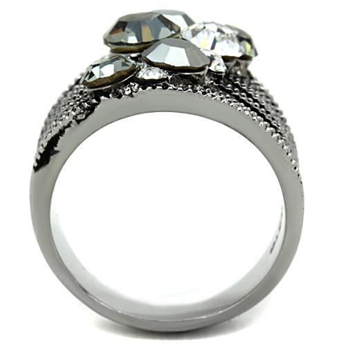 MATK1521 - High polished (no plating) Stainless Steel Ring with Top Grade Crystal  in Black Diamond