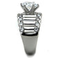 MATK1524 - High polished (no plating) Stainless Steel Ring with AAA Grade CZ  in Clear