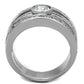 MATK1525 - High polished (no plating) Stainless Steel Ring with AAA Grade CZ  in Clear