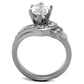 MATK1526 - High polished (no plating) Stainless Steel Ring with AAA Grade CZ  in Clear