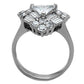 MATK1527 - High polished (no plating) Stainless Steel Ring with AAA Grade CZ  in Clear