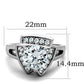 MATK1528 - High polished (no plating) Stainless Steel Ring with AAA Grade CZ  in Clear