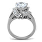 MATK1528 - High polished (no plating) Stainless Steel Ring with AAA Grade CZ  in Clear