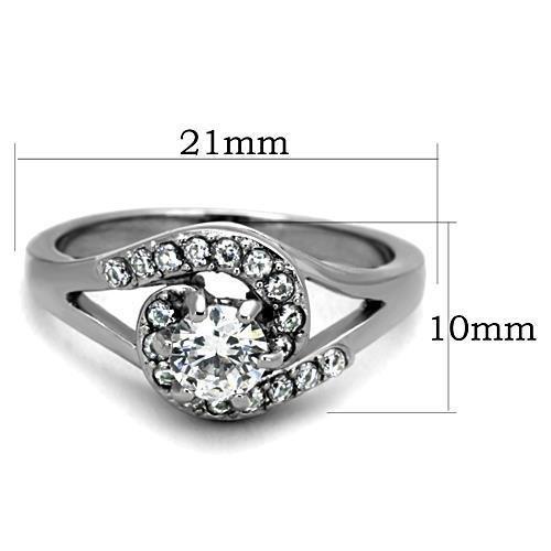 MATK1529 - High polished (no plating) Stainless Steel Ring with AAA Grade CZ  in Clear