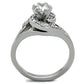 MATK1529 - High polished (no plating) Stainless Steel Ring with AAA Grade CZ  in Clear