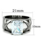 MATK1530 - High polished (no plating) Stainless Steel Ring with AAA Grade CZ  in Clear