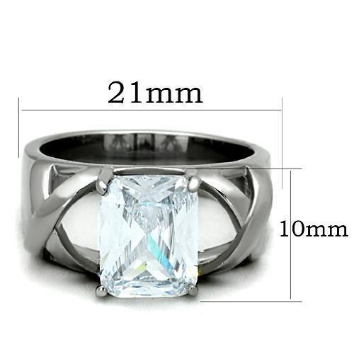 MATK1530 - High polished (no plating) Stainless Steel Ring with AAA Grade CZ  in Clear