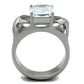 MATK1530 - High polished (no plating) Stainless Steel Ring with AAA Grade CZ  in Clear