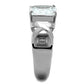 MATK1530 - High polished (no plating) Stainless Steel Ring with AAA Grade CZ  in Clear