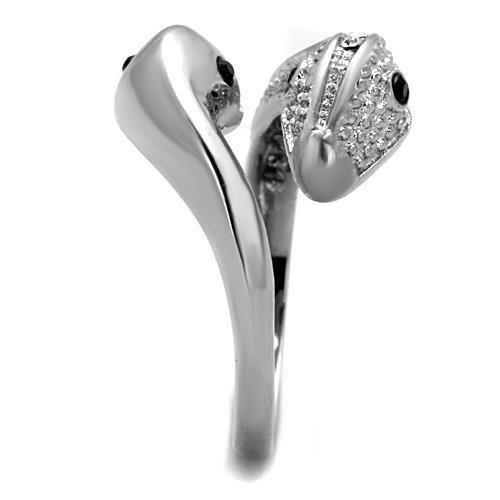 MATK1532 - High polished (no plating) Stainless Steel Ring with Top Grade Crystal  in Jet