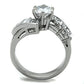 MATK1533 - High polished (no plating) Stainless Steel Ring with AAA Grade CZ  in Clear
