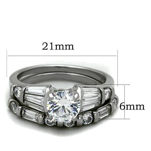 MATK1535 - High polished (no plating) Stainless Steel Ring with AAA Grade CZ  in Clear