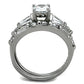 MATK1535 - High polished (no plating) Stainless Steel Ring with AAA Grade CZ  in Clear