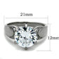 MATK1536 - High polished (no plating) Stainless Steel Ring with AAA Grade CZ  in Clear