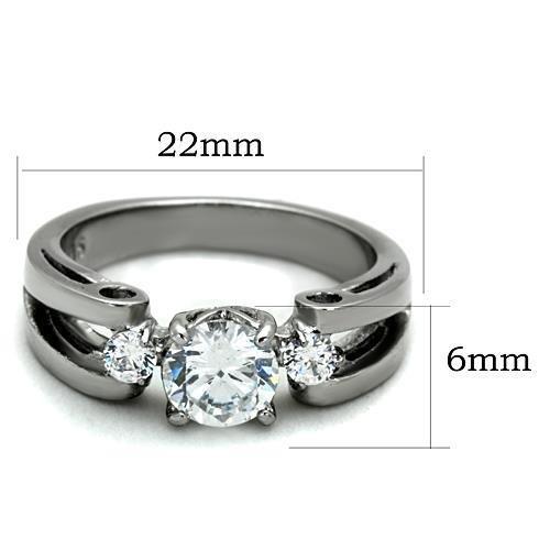 MATK1537 - High polished (no plating) Stainless Steel Ring with AAA Grade CZ  in Clear