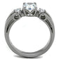 MATK1537 - High polished (no plating) Stainless Steel Ring with AAA Grade CZ  in Clear