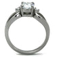 MATK1539 - High polished (no plating) Stainless Steel Ring with AAA Grade CZ  in Clear