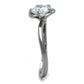 MATK1540 - High polished (no plating) Stainless Steel Ring with AAA Grade CZ  in Clear