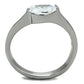 MATK1542 - High polished (no plating) Stainless Steel Ring with AAA Grade CZ  in Clear
