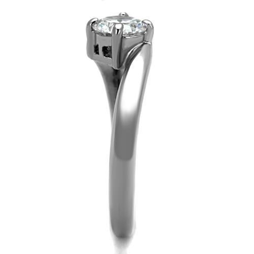 MATK1543 - High polished (no plating) Stainless Steel Ring with AAA Grade CZ  in Clear