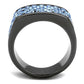 MATK1545LJ - IP Light Black  (IP Gun) Stainless Steel Ring with Top Grade Crystal  in Light Sapphire