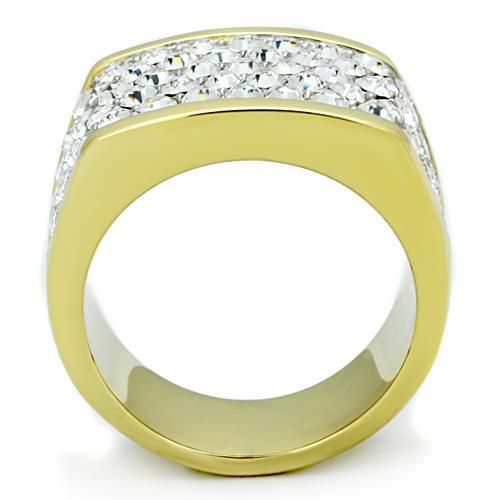MATK1545 - Two-Tone IP Gold (Ion Plating) Stainless Steel Ring with Top Grade Crystal  in Clear