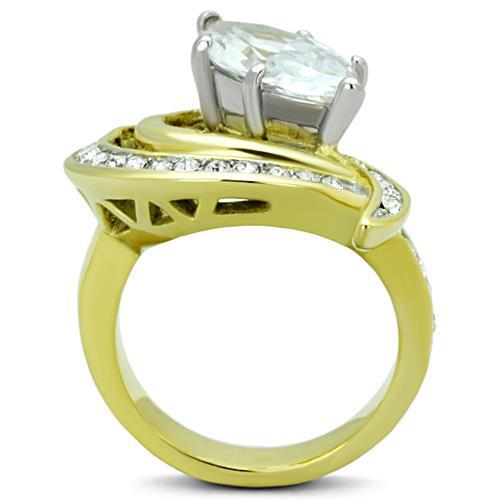 MATK1546 - Two-Tone IP Gold (Ion Plating) Stainless Steel Ring with AAA Grade CZ  in Clear