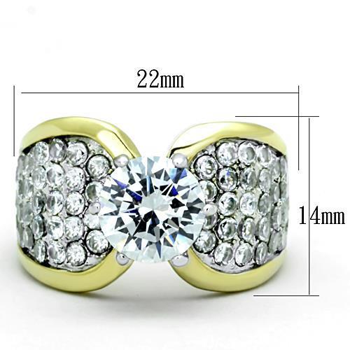 MATK1547 - Two-Tone IP Gold (Ion Plating) Stainless Steel Ring with AAA Grade CZ  in Clear