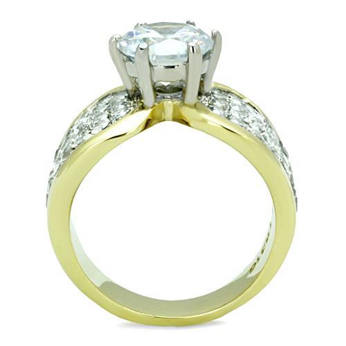 MATK1547 - Two-Tone IP Gold (Ion Plating) Stainless Steel Ring with AAA Grade CZ  in Clear
