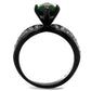 MATK1548J - IP Black(Ion Plating) Stainless Steel Ring with Synthetic Synthetic Glass in Emerald