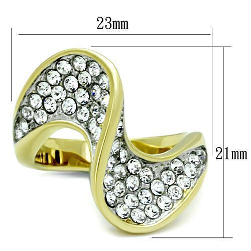 MATK1549 - Two-Tone IP Gold (Ion Plating) Stainless Steel Ring with Top Grade Crystal  in Clear